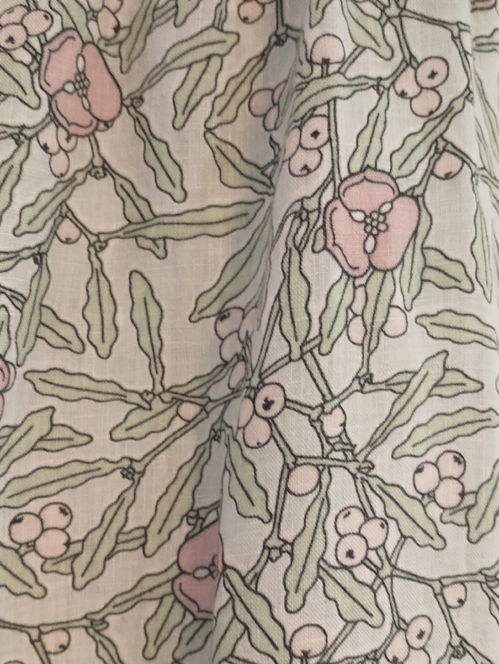 FLAX Pants Pastel Floral Print  Ruffle Hem Linen Size Small - Picture 2 of 5